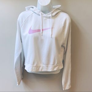 Nike Pink Swoosh Cropped Pullover Sweatshirt Hoodie Women’s Small